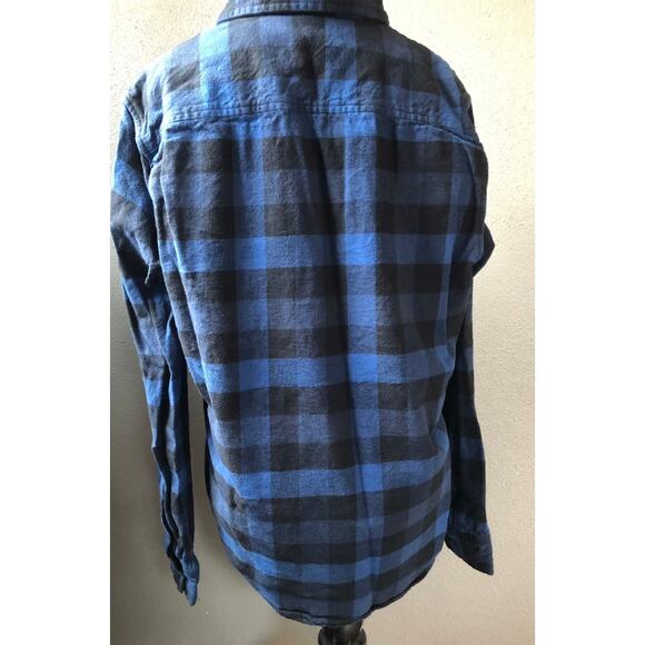 Oakley blue/black plaid custom fit button up flannel men's size medium - Picture 3 of 5